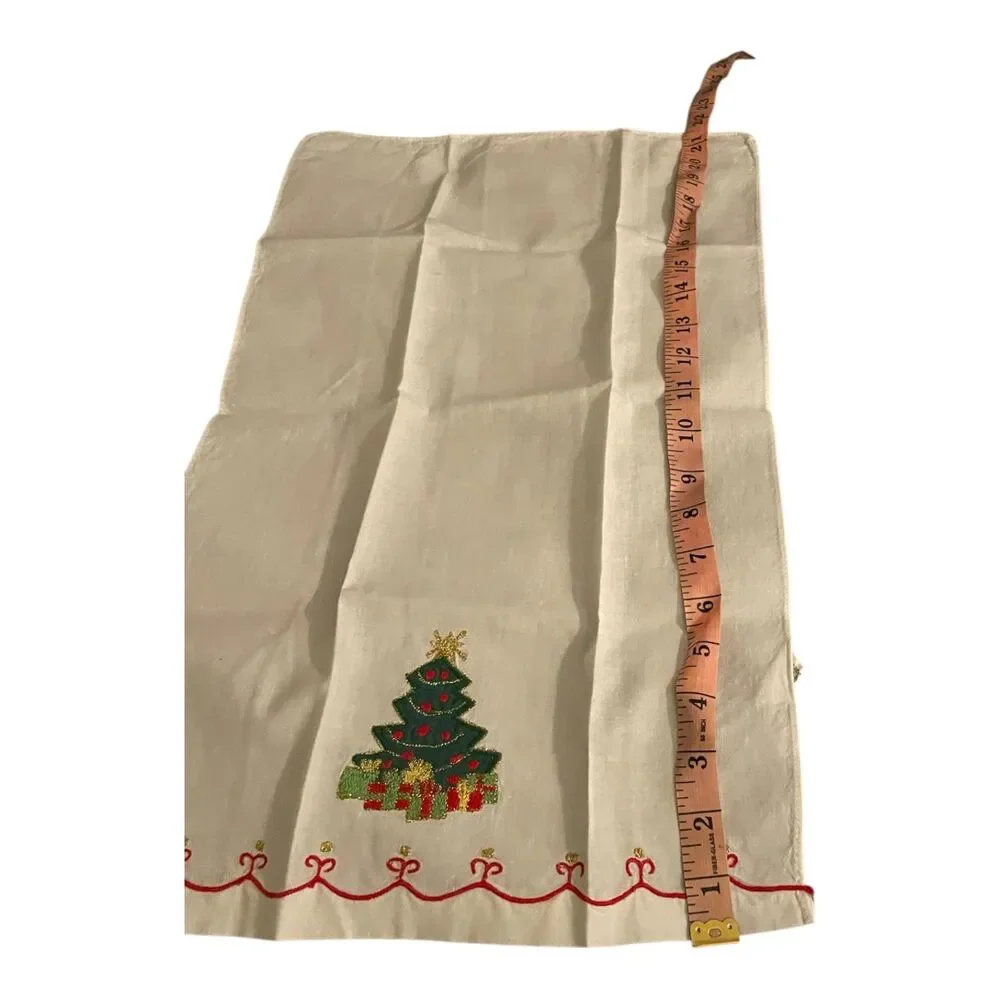 Vintage Lillian Vernon Christmas Holiday Appliqued Tea Towels 100% Cotton